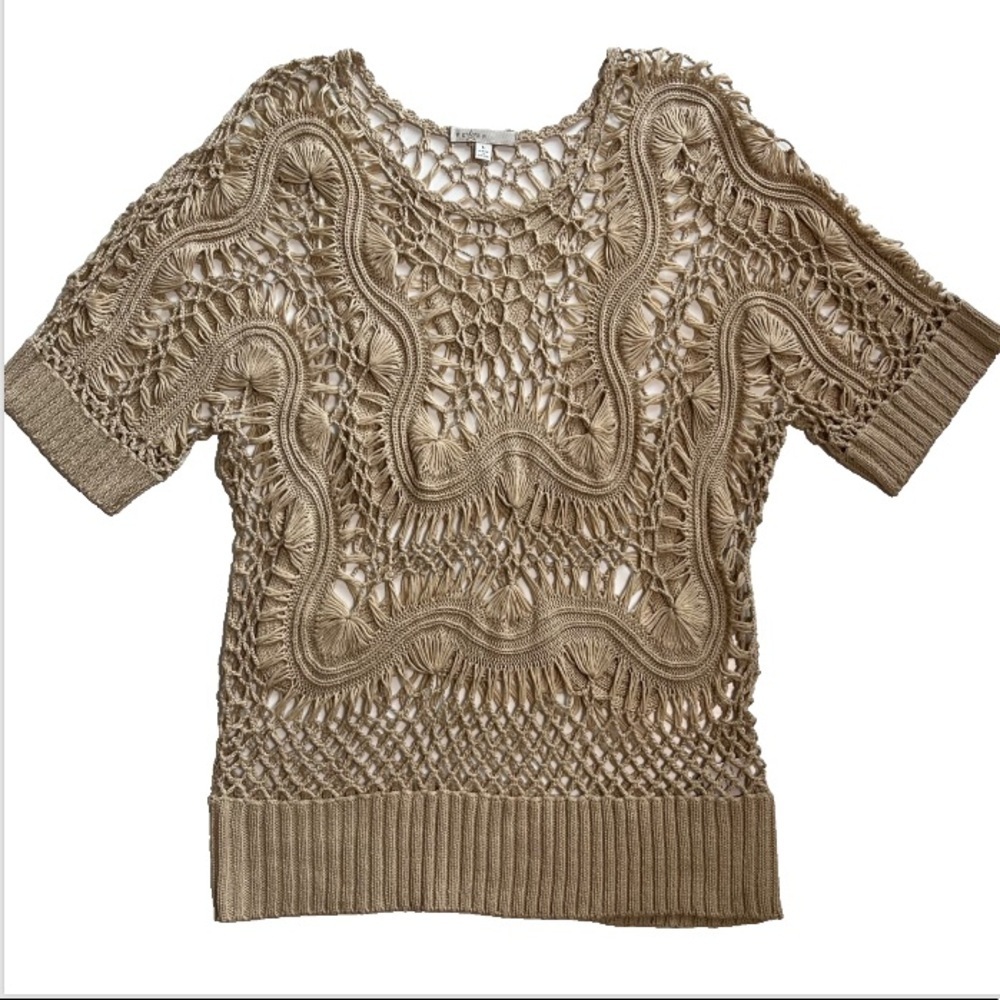 Open Knit Crochet Beige Boho Sweater Boho Festival Y2K Vibe Top Large